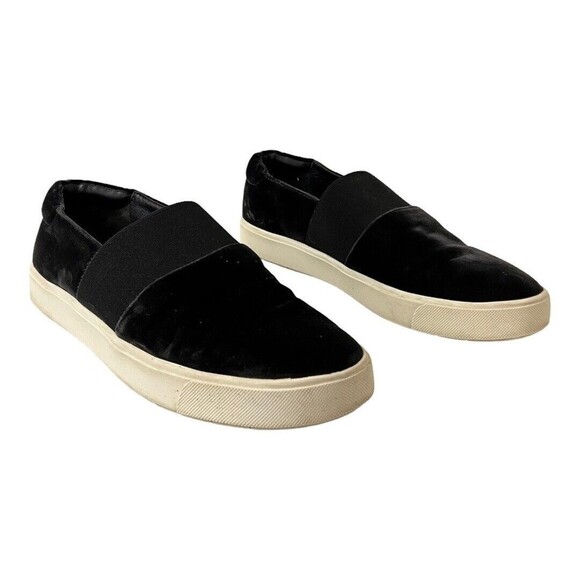 Vince Womens 8 Corbin Velvet Slip On Sneakers Black Flat Casual Business - Picture 1 of 7